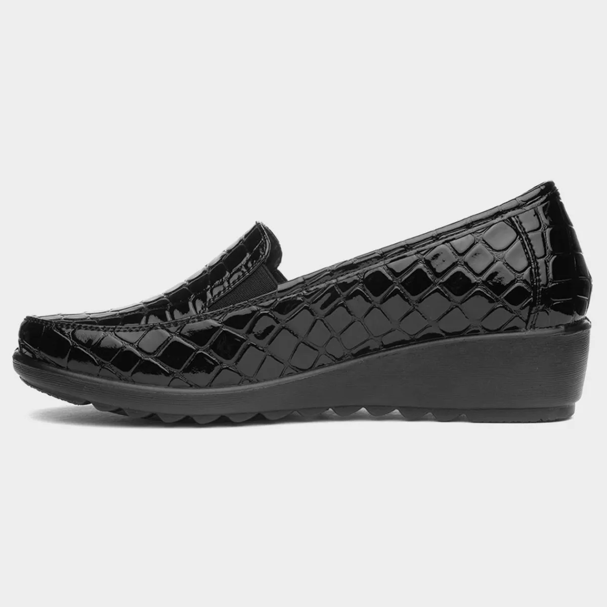 Seoul Womens Black Patent Wedge Shoe*Cushion Walk Online