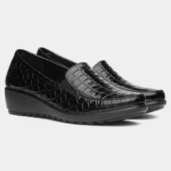Seoul Womens Black Patent Wedge Shoe*Cushion Walk Online