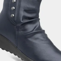 Stud Womens Navy Ankle Boots*Cushion Walk Sale