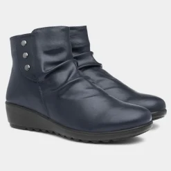 Stud Womens Navy Ankle Boots*Cushion Walk Sale