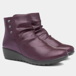Stud Womens Bordeaux Ankle Boot*Cushion Walk Fashion