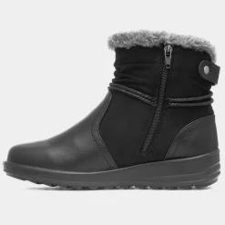 Womens Black Faux Fur Ankle Boot*Cushion Walk Sale