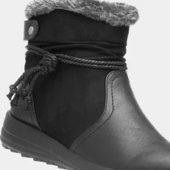 Womens Black Faux Fur Ankle Boot*Cushion Walk Sale