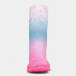 Dew Girl Multi Coloured Pastel Leopard Print Welly*shoezone Fashion