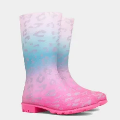 Dew Girl Multi Coloured Pastel Leopard Print Welly*shoezone Fashion