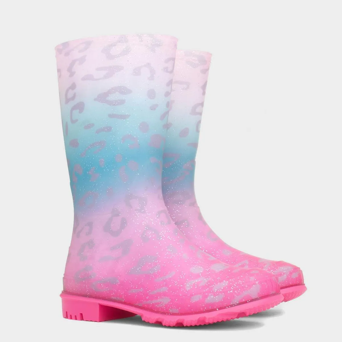 Dew Girl Multi Coloured Pastel Leopard Print Welly*shoezone Fashion