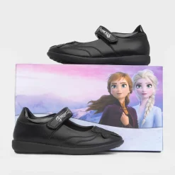 Girls Black Easy Fasten School Shoe*Disney Frozen Discount