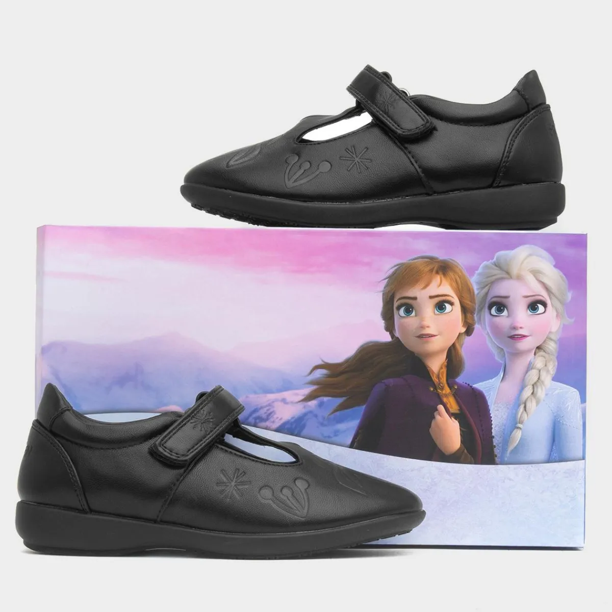 Girls Black T-Bar School Shoe*Disney Frozen Discount