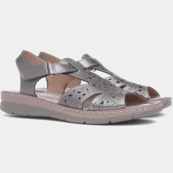 Ruth Womens Metallic Leather Sandal*Fleet & Foster New