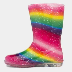 Girls Multi Rainbow Glitter Welly*shoezone Clearance