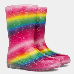 Girls Multi Rainbow Glitter Welly*shoezone Clearance