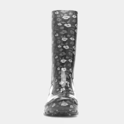 Haze Womens Black Flower Print Welly*shoezone New
