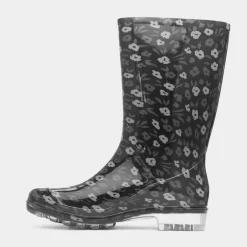 Haze Womens Black Flower Print Welly*shoezone New