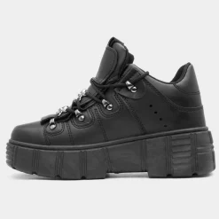Char Womens Black Chunky Trainer*Heart Clearance