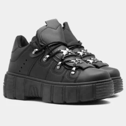 Char Womens Black Chunky Trainer*Heart Clearance