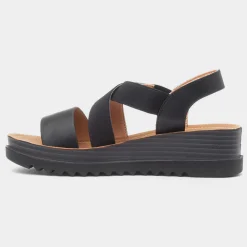 Abel Womens Black Wedge Sandal*Heavenly Feet Hot
