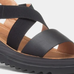 Abel Womens Black Wedge Sandal*Heavenly Feet Hot