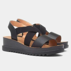 Abel Womens Black Wedge Sandal*Heavenly Feet Hot