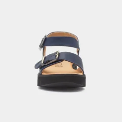 Alberta Womens Navy Buckle Sandal*Heavenly Feet Best