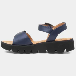 Alberta Womens Navy Buckle Sandal*Heavenly Feet Best