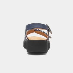 Alberta Womens Navy Buckle Sandal*Heavenly Feet Best