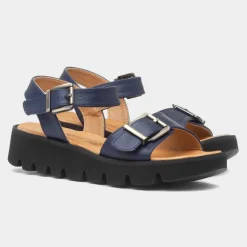 Alberta Womens Navy Buckle Sandal*Heavenly Feet Best
