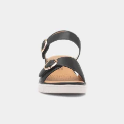 Concord Womens Black Wedge Sandal*Heavenly Feet Online