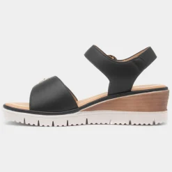 Concord Womens Black Wedge Sandal*Heavenly Feet Online