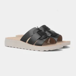 Davena Womens Black Mule Sandal*Heavenly Feet Online