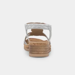 Glynis Womens Silver Wedge Sandal*Heavenly Feet Online