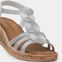 Glynis Womens Silver Wedge Sandal*Heavenly Feet Online