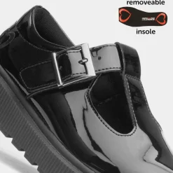 Holly Girls Black Patent T-Bar Shoe*Heavenly Feet Fashion