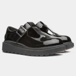 Holly Girls Black Patent T-Bar Shoe*Heavenly Feet Fashion