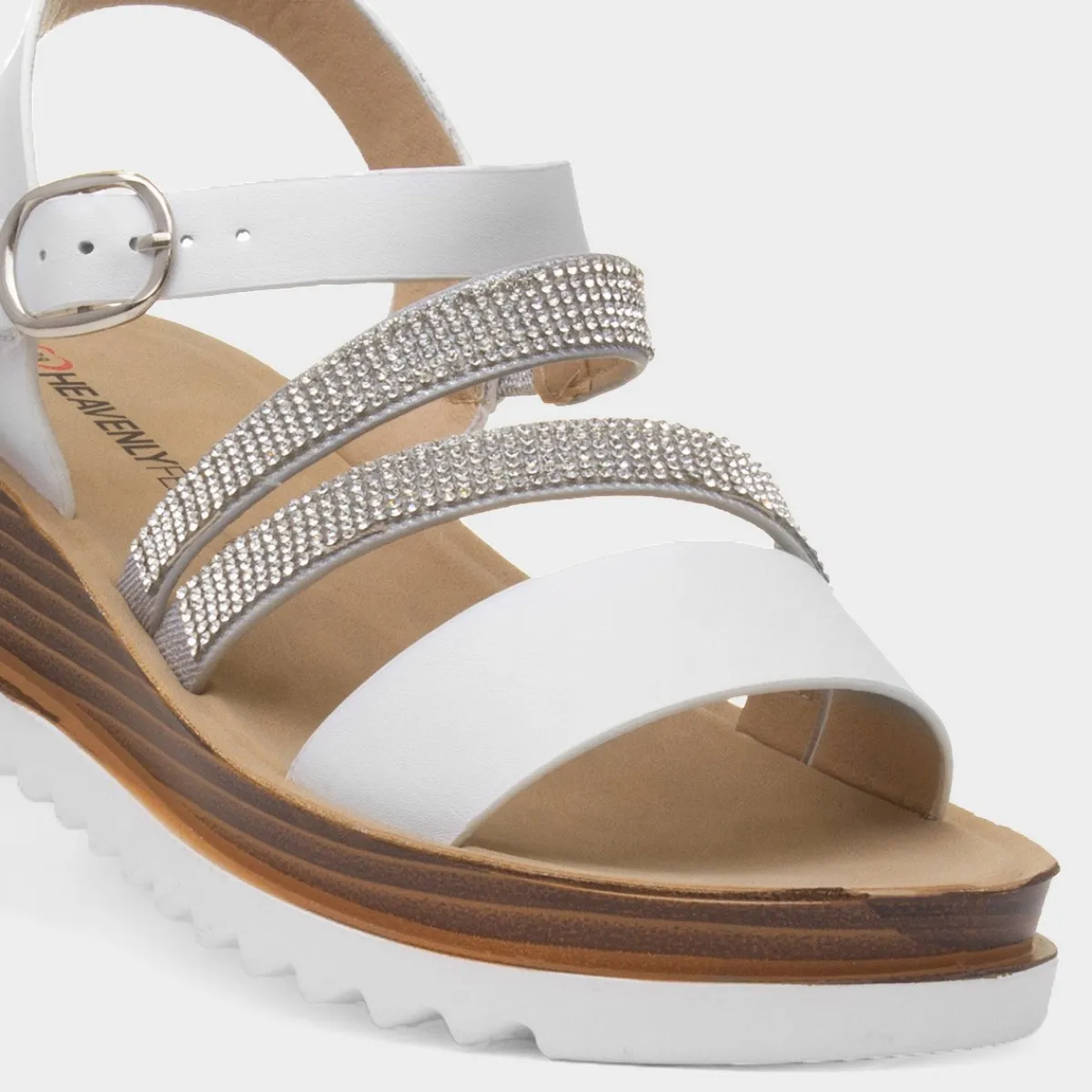 Janice Womens Wedge Diamante Sandal*Heavenly Feet Sale