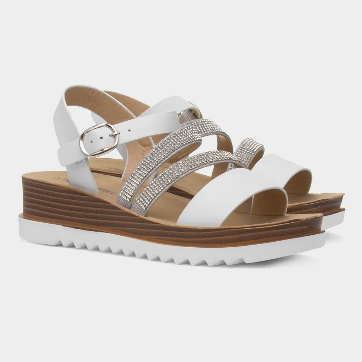 Janice Womens Wedge Diamante Sandal*Heavenly Feet Sale