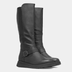 Linoa Womens Black Long Leg Boot*Heavenly Feet Hot