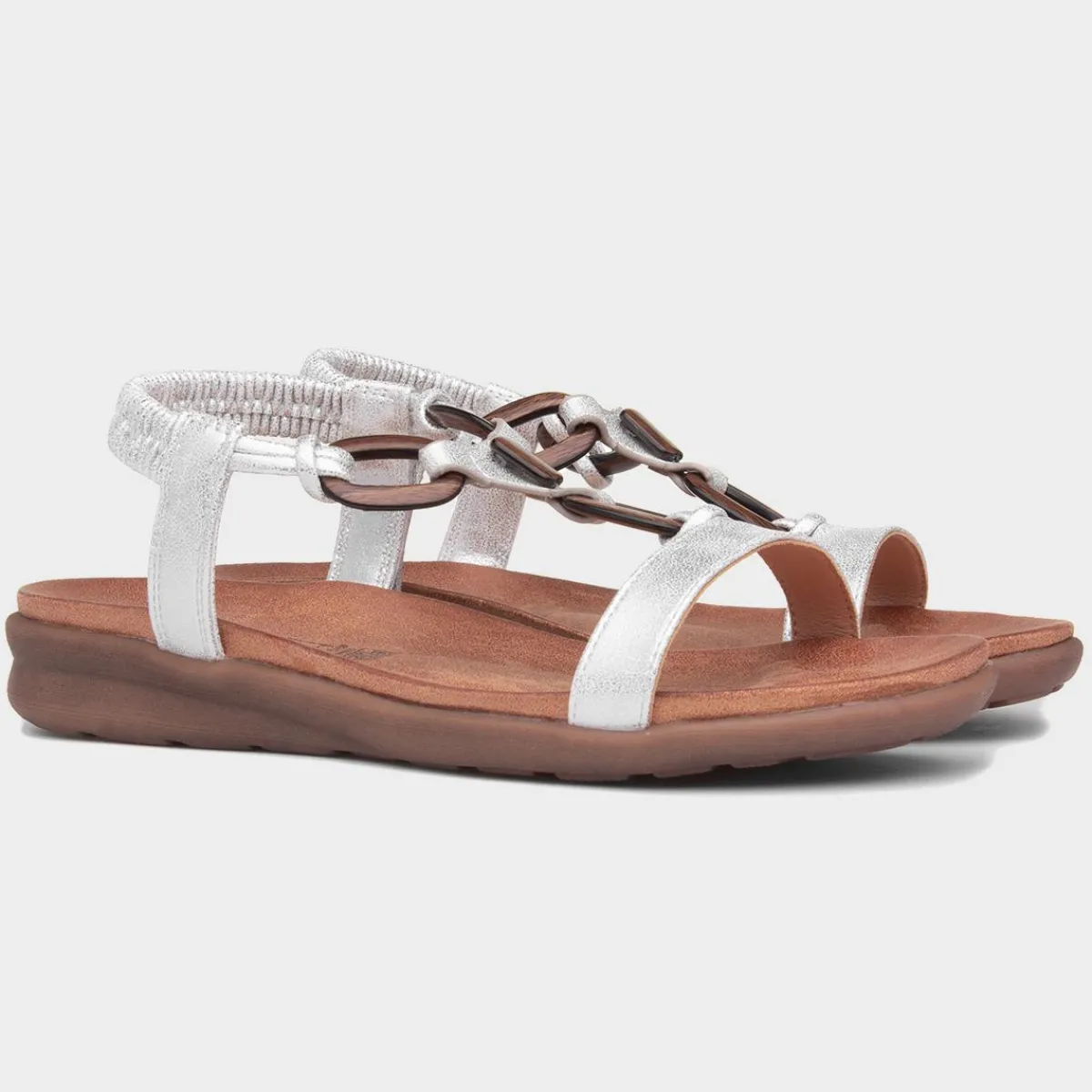 Sensation Womens Silver Sandal*Heavenly Feet New