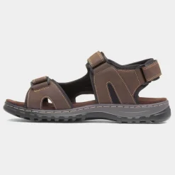 Edwin Mens Brown Easy Fasten Sandal*Hobos Online