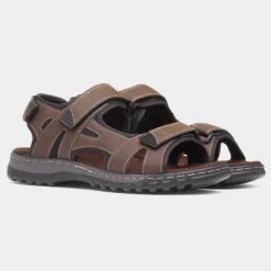 Edwin Mens Brown Easy Fasten Sandal*Hobos Online