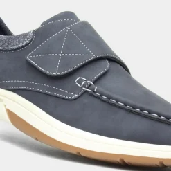 Elton Mens Blue Easy Fasten Casual Shoe*Hobos Clearance