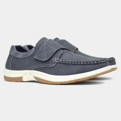 Elton Mens Blue Easy Fasten Casual Shoe*Hobos Clearance