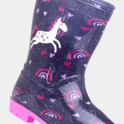 Hurricane Girl's Blue Glitter Unicorn Welly*shoezone Fashion