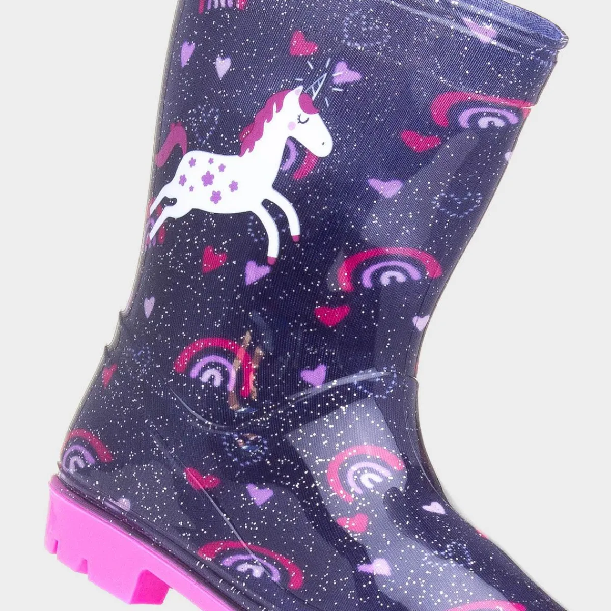 Hurricane Girl's Blue Glitter Unicorn Welly*shoezone Fashion