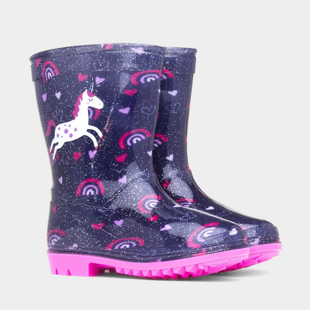 Hurricane Girl's Blue Glitter Unicorn Welly*shoezone Fashion