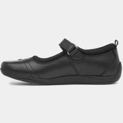 Amber Girls Black Leather Shoe*Hush Puppies Discount