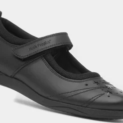 Amber Girls Black Leather Shoe*Hush Puppies Discount