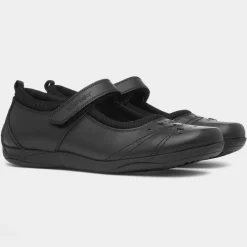 Amber Girls Black Leather Shoe*Hush Puppies Discount