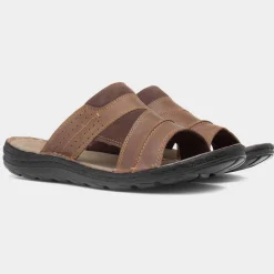 Archer Mens Leather Mule Sandal*Hush Puppies Clearance
