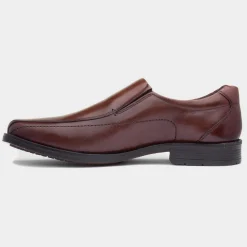 Brody Mens Chocolate Leather Shoe*Hush Puppies Clearance