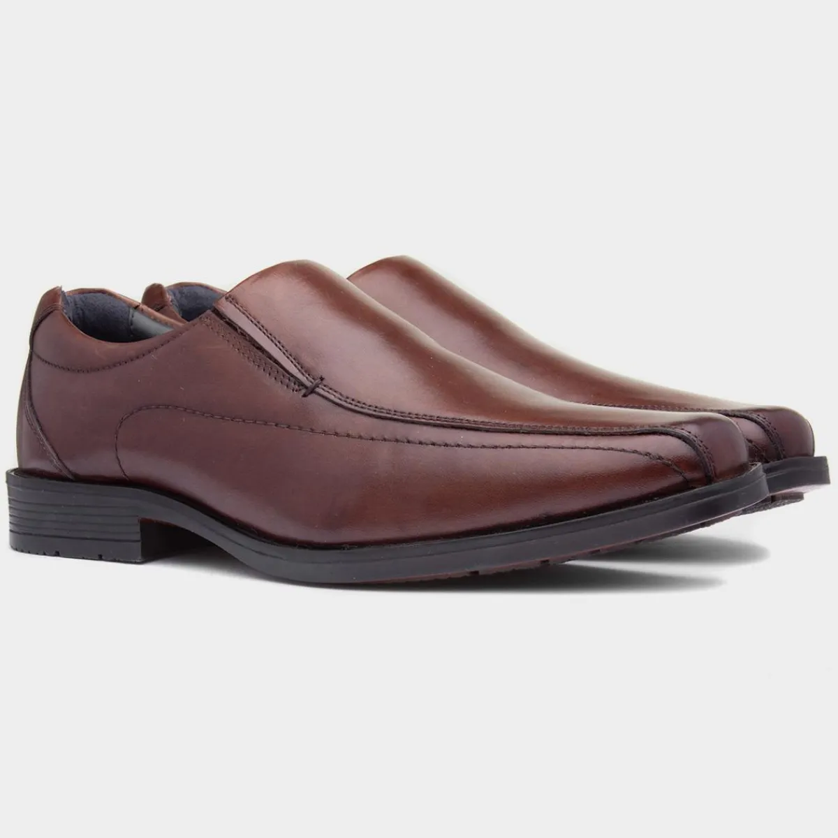 Brody Mens Chocolate Leather Shoe*Hush Puppies Clearance